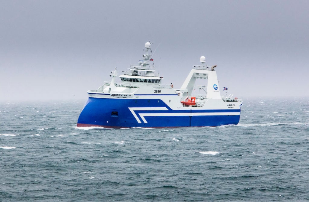 Modern fishing ship in Iceland