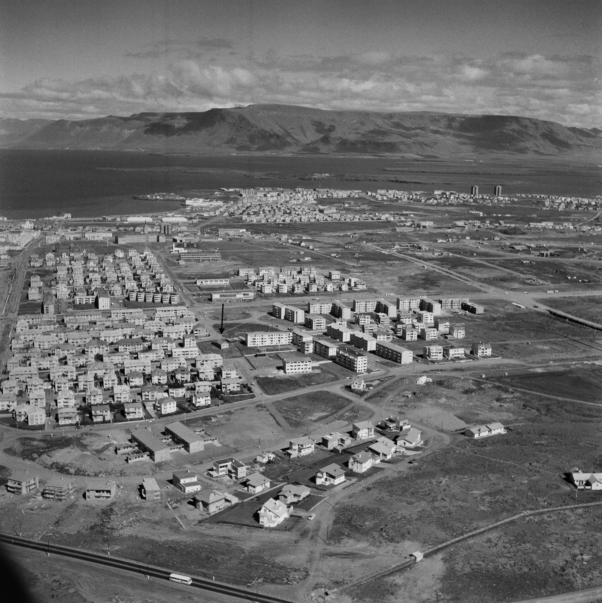 Aerial photo of Hlíðar district in 1961