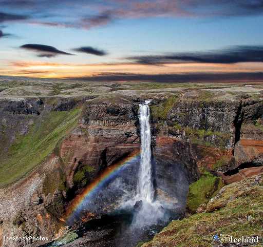 The waterfall Háifoss is situated near the volcano Hekla in the south of Iceland. The river Fossá, a tributary of Þjórsá, drops here from a height of 122 m. This is the second highest waterfall of the island.