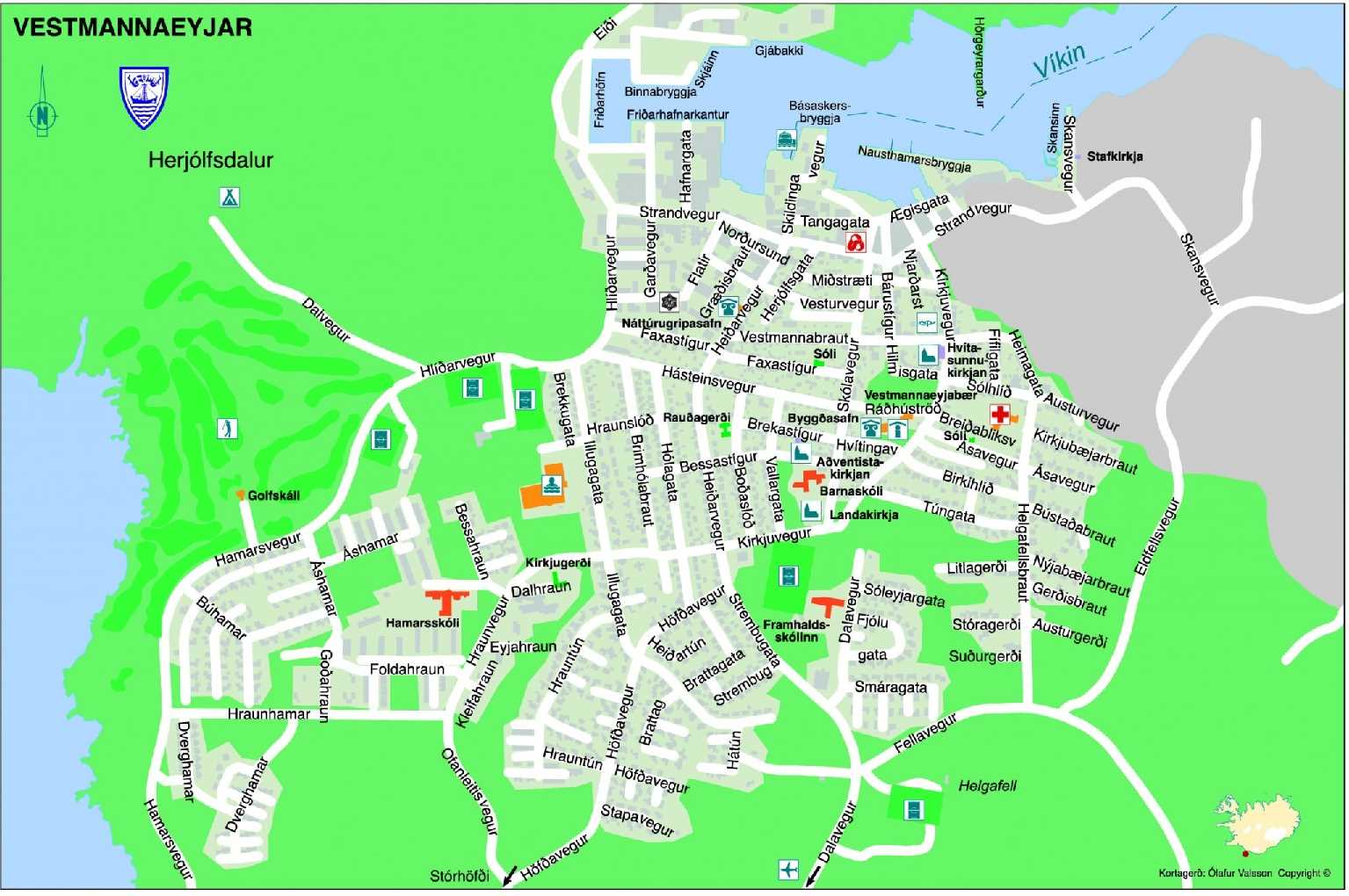 Map of Vestmannaeyjar Westman island – Icelandic Times